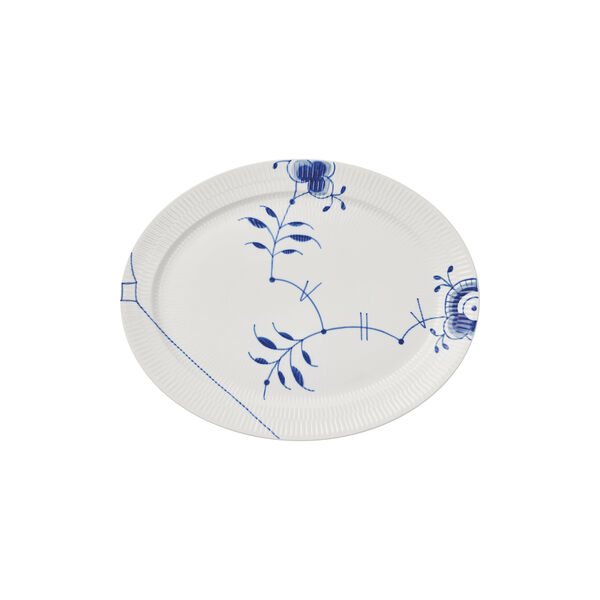 Blaue Mega gerippte ovale Platte 35 cm, Royal Copenhagen