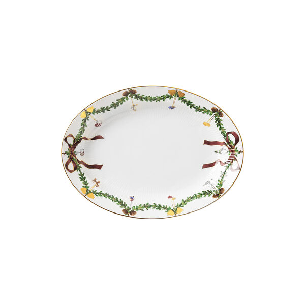 Sternengerippte Weihnachtsplatte oval 34 cm, Royal Copenhagen