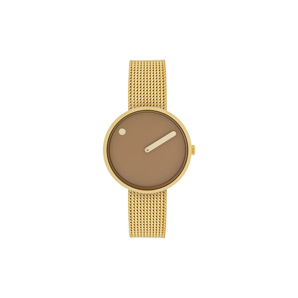 PICTO Wrist Watch, cappuccino brown/gold/matt gold, PICTO