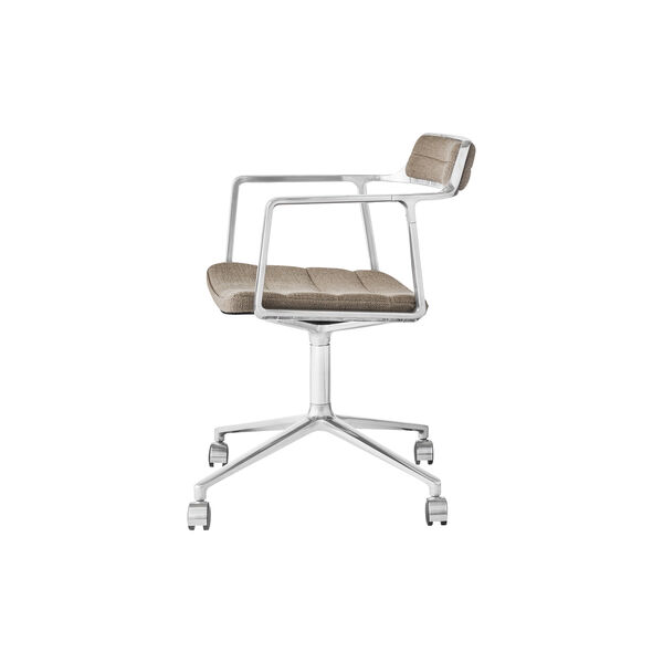 VIPP452 Drehstuhl mit Lenkrollen, dunkler Sand/poliertes Aluminium VIPP452 Drehstuhl mit Lenkrollen, dunkler Sand/poliertes Aluminium, Vipp
