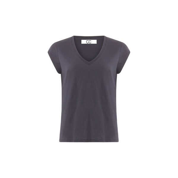 CC Heart Basic T-Shirt mit V-Ausschnitt, night sky blue, Coster Copenhagen