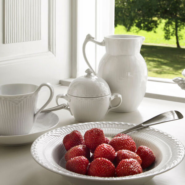 Weiße Halbspitze Tasse und Untertasse, 25 cl, Royal Copenhagen