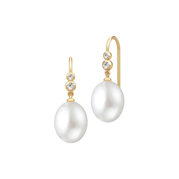 Perla-Ohrring, Gold/wei&szlig;e Perle, Julie Sandlau