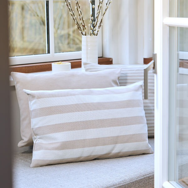 Outdoor Stripe Kissen, beige, Compliments