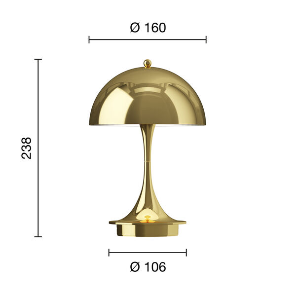 Panthella 160 Portable Table Lamp, brass metallised, Louis Poulsen