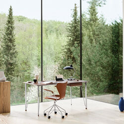FH3605&trade; Writing Desk with Drawer, walnut/chrome, Fritz Hansen