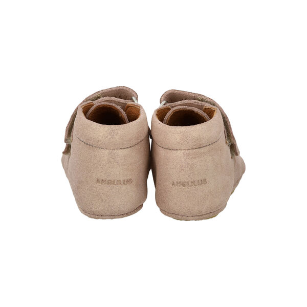 Lauflernschuh aus Leder, ros&eacute;farbenes Glitzer-Wildleder, ANGULUS