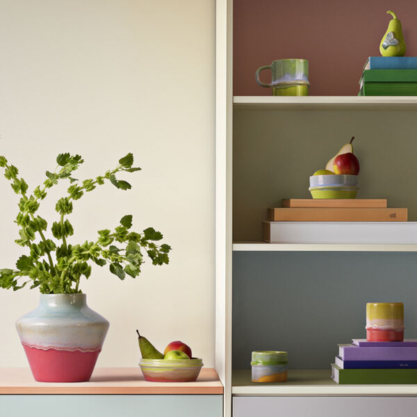 Poppery Tasse, gelb/apfelgr&uuml;n/rosa, K&auml;hler