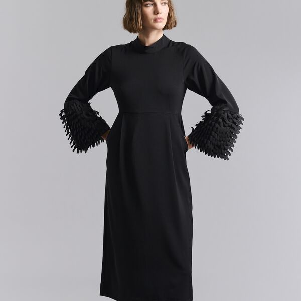 Sakura stretch dress with flounces, black, BITTE KAI RAND