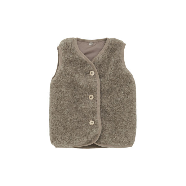 Vest Wool Teddy with Lining, camel melange, HUTTEliHUT