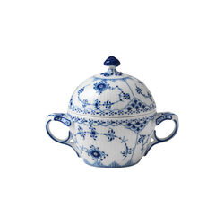 Musselmalet Halbspitze Zuckerdose mit Deckel 20 cl, Royal Copenhagen