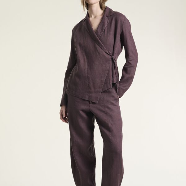 Lazy linen asymmetric jacke, raisin, BITTE KAI RAND