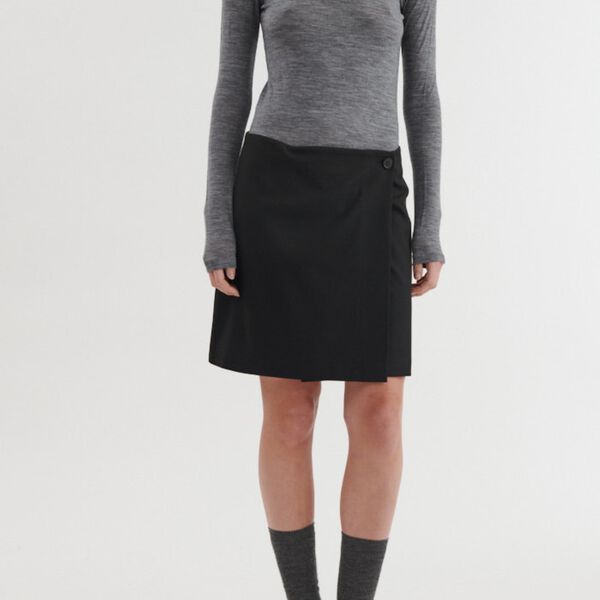 Marjo Wrap Skirt, black, Basic Apparel