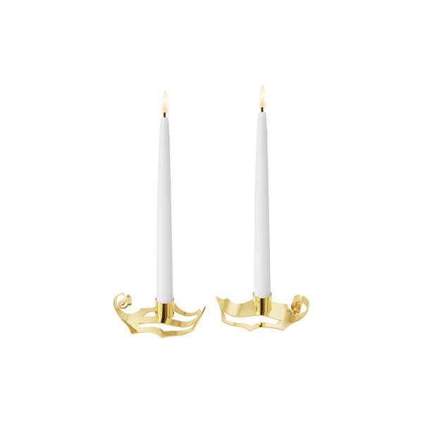 2026 Taper candleholder 2 pcs, gold, Georg Jensen