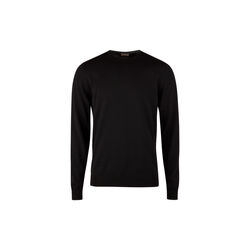 Sweater Knitted Crew Neck With Patch Merino Wool, black pattern, Stenströms