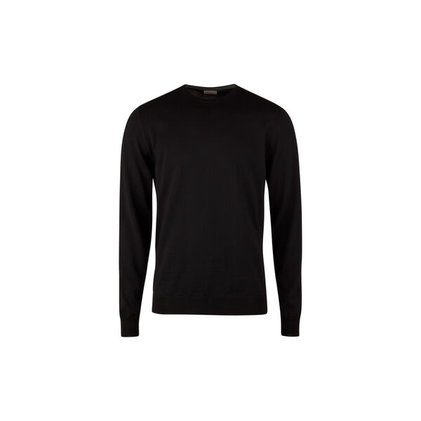 Sweater Knitted Crew Neck With Patch Merino Wool, black pattern, Stenströms