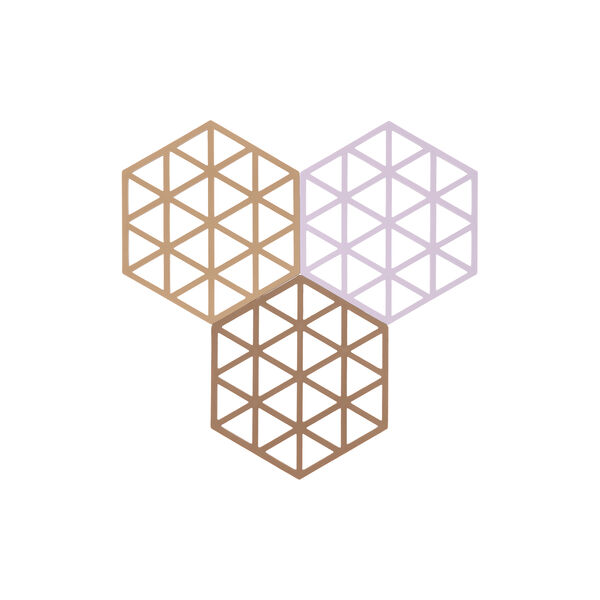 Dreiecke-Topfuntersetzer, Terrakotta/Lupine/Mandel, Zone Denmark