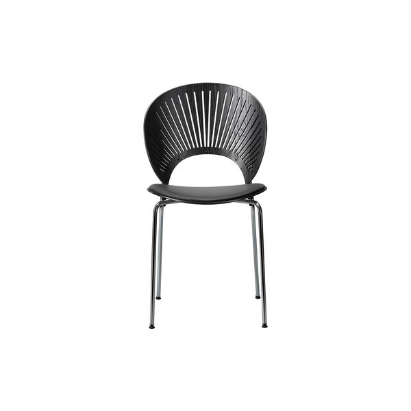 3396 Trinidad-Stuhl mit Sitzpolsterung, black ash/black/chrome, Fredericia Furniture