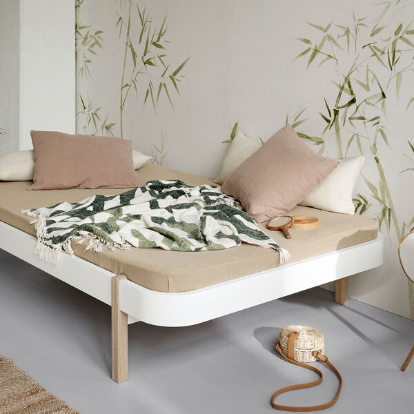 Wood Lounger Bed 120 cm, white/oak, Oliver Furniture