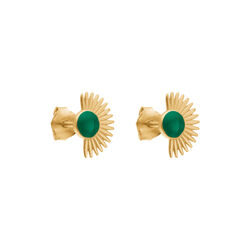 Soleil Ohrstecker, gold/petrol green, ENAMEL Copenhagen