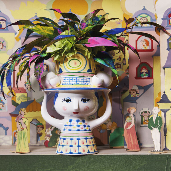 Dame mit Hut Vase, blau, Bj&oslash;rn Wiinblad