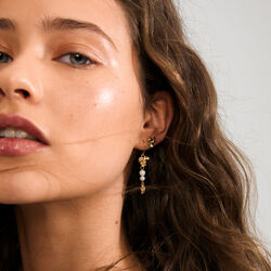 LUIS earrings 2-in-1 set, gold plated, Pilgrim