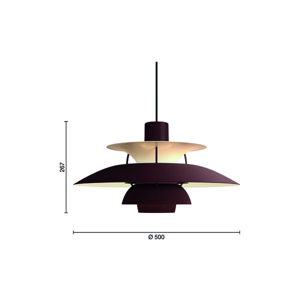 PH 5 Monochrome Pendant, monochrome burgundy, Louis Poulsen