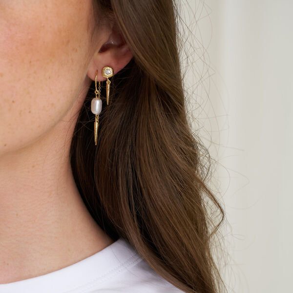 Sigrid chain earrings w. pearls, silver plated, Pure by Nat