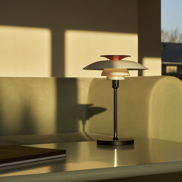 PH 80 Portable Lamp, opal white/high lustre chrome plated, Louis Poulsen