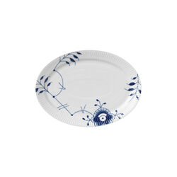 Mega Blau Gerippt ovalerer Teller, 28 cm, Royal Copenhagen