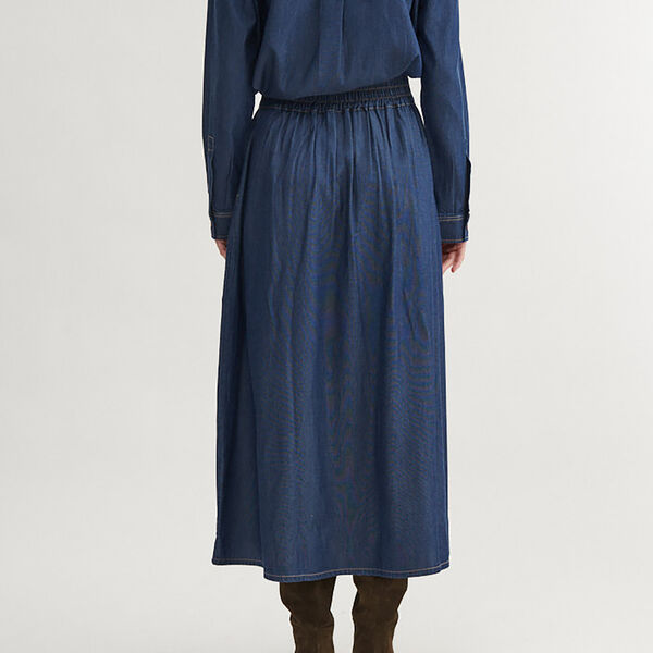 Bine Long Skirt, mid blue, Basic Apparel