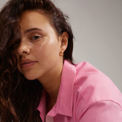 EVRA Recycled Oranic Shaped Crystal Hoops, gold, Pilgrim