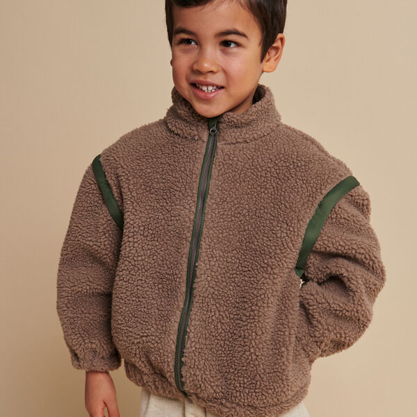 Teddyjacke mit abnehmbaren &Auml;rmeln, natural/green comb., Copenhagen Colors Organics