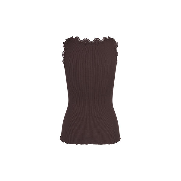 Silk Top w/ Lace , black brown, Rosemunde