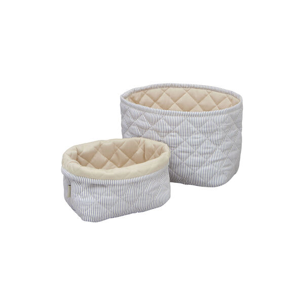 Gesteppte Aufbewahrungskörbe, 2er-Set, classic stripes blue/praline, Cam Cam Copenhagen