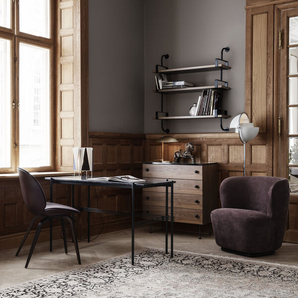 TS Schreibtisch, schwarzer Marquina-Marmor/schwarz, GUBI