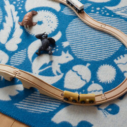 Skovbund Babyplaid, blau/natur, Røros Tweed