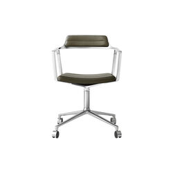 VIPP452 Drehstuhl mit Rollen, Bosco-Gr&uuml;n/poliertes Aluminium, Vipp