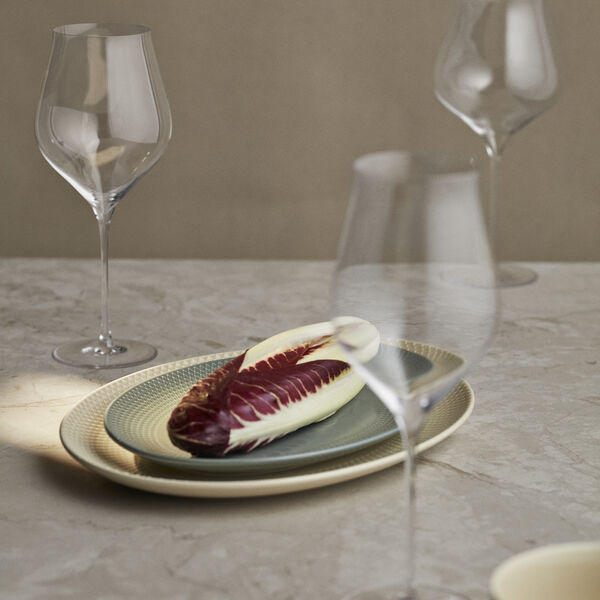 Rhombe Earth Oval serving dish, moss, Lyngby Porcel&aelig;n