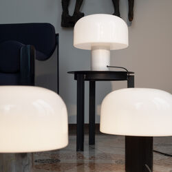 Bellhop Glastischleuchte, helles Aluminium, Flos