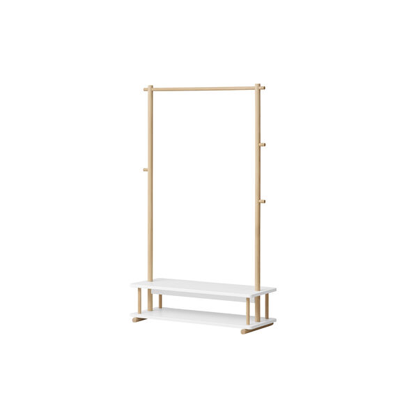 Camp Clothes Rail, white/oak, Oliver Furniture