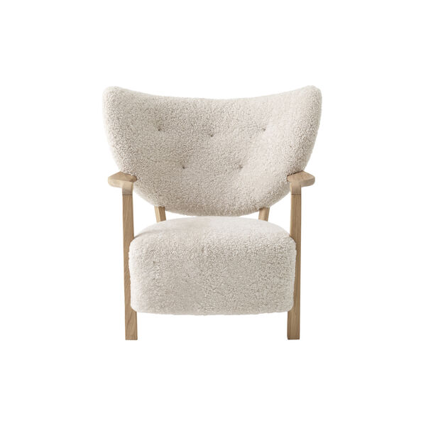 Wulff ATD2 Lounge Chair and ATD3 Pouf, sheepskin moonlight/oiled oak, &Tradition