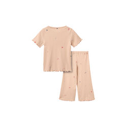 Set T-shirt S/S & hosen Alicia, rose flowers, Wheat