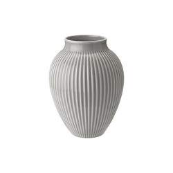 Knabstrup-Vase mit Rillen, grau, Knabstrup Keramik