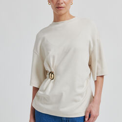 Enora Broschen-T-Shirt, soft beige, Second Female