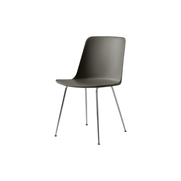Rely HW6 Dining Chair, stone grey/chrome, &Tradition