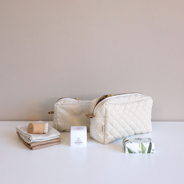 Kosmetiktasche, klassische Streifen, camel, 2er-Pack, Cam Cam Copenhagen