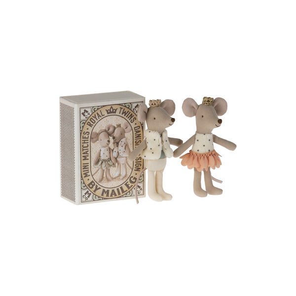Kleiner Bruder und kleine Schwester k&ouml;nigliche Zwillingsm&auml;use in Streichholzschachtel, Maileg