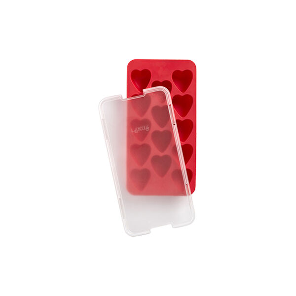Heart Ice Cube Tray with Lid, red, L&eacute;ku&eacute;