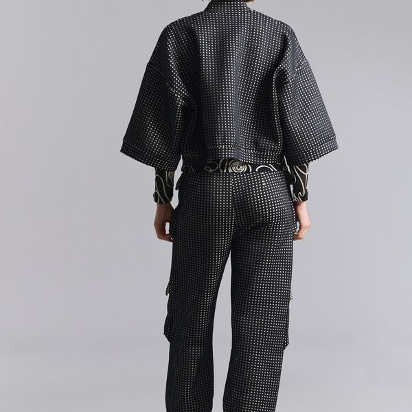 Scuba tiles bomber jacket, black/ivory scuba tiles, BITTE KAI RAND